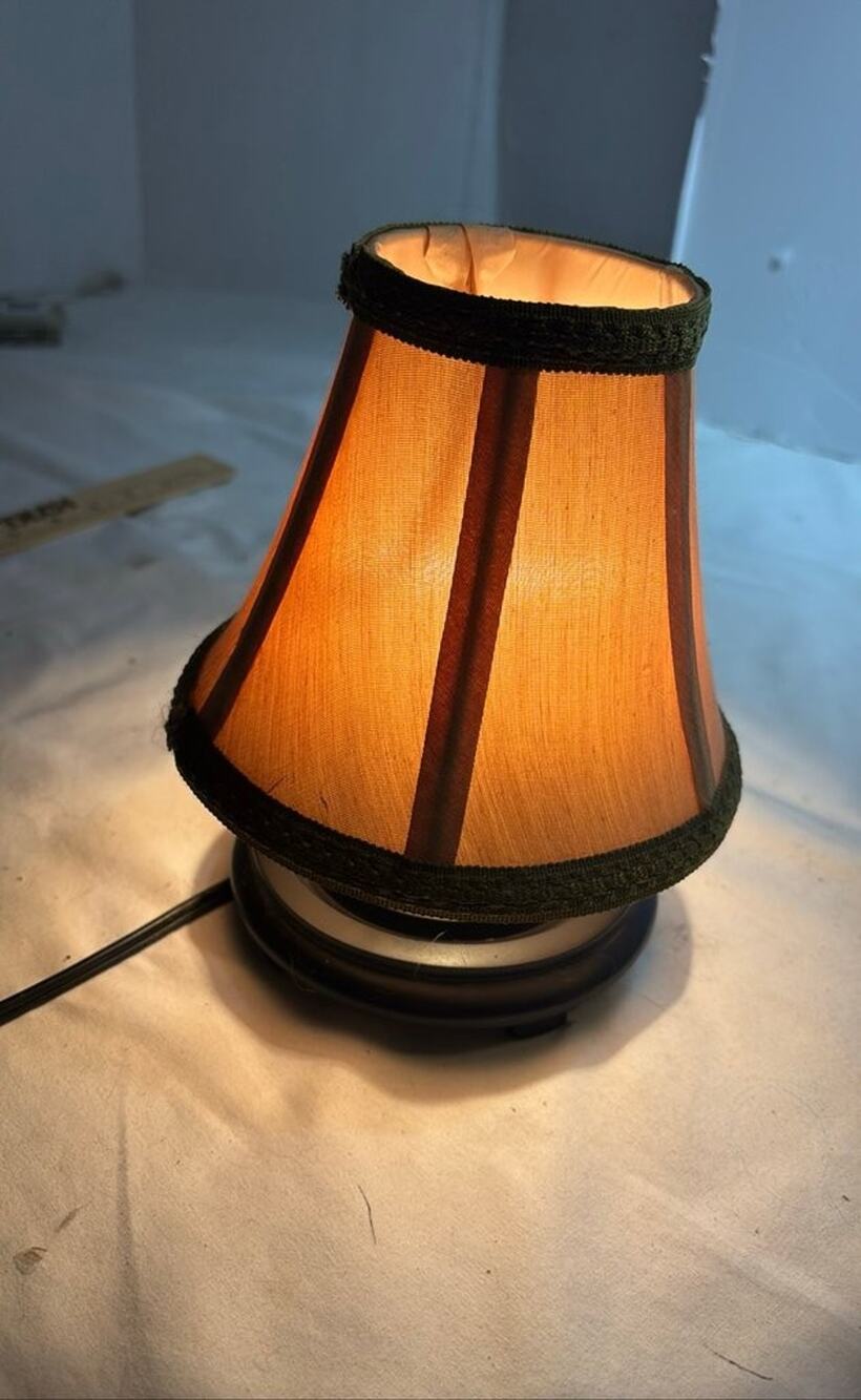 Vintage Miniature Table Lamp with Fabric Shade